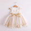 Little Wedding Guest Satin Unique A-line Flower Girl Dresses With Lace Applique, FGS0046