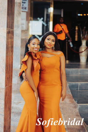 Spaghetti Straps Crepe Sleeveless Floor-Length Maxi Mermaid Bridesmaid Dresses, SFWG00615