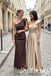 Chocolate Brown Satin One Shoulder Ruffle Detail Waistband Mermaid Bridesmaid Dress,PD1364