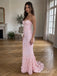 Blush Pink Strapless Sweetheart 3D Floral Applique Corset Bodice Mermaid Floor Length Evening Dress,PD13858
