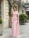 Dusty Rose Jersey Asymmetric Drape Cape Sleeve Ruched Mermaid Evening Dress,PD13834