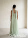 Sage Green Tulle One Shoulder Beaded Appliqué A Line Dress,PD1368
