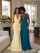 Yellow Halter Pleated Mermaid Dress,PD1371