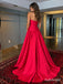 Red Satin Strapless Tube Top Ball Gown With Boned Corset Bodice & Voluminous Flared Skirt, PD13877