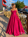 Fuchsia Strapless Sweetheart Satin Ball Gown, Simple Bow Bust Prom Dress, PD13937
