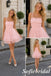 Sweet Blush Tulle Spaghetti Strap Ruffled Tiered Mini Homecoming Dress, HD0365
