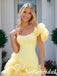 Lemon Yellow Tulle Puffy Ruffle Off Shoulder Mini Homecoming Dress, HD0370