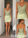 Sage Green Satin Corset Homecoming Dress with Lace Applique, HD0340