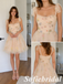 Peach Tulle Homecoming Dress with Floral Embroidery and Bow Straps, HD0344