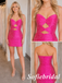 Hot Pink Sparkly Strapless Short Homecoming Dress with Cutouts, HD0350