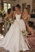 White Mikado Satin Strapless Sweetheart Lace Applique Ruched Bodice Ball Gown Floor Length Wedding Dress, SFWD0102
