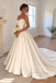Ivory Satin Strapless Sweetheart Pleated & Draped Waist Structured Bodice Ball Gown Floor Length Wedding Dress, SFWD0105