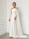 Ivory Crepe One Shoulder Mother Of The Bride Gown With Floral Chiffon Cape, SFM021
