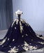 Elegant Off Shoulder Sleeveless A-Line Long Dress Prom Dress With Appliques, PD01114