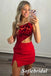 Sexy Red One Shoulder Sheath Mini Dresses/ Homecoming Dresses With Split, HD0240