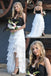 Elegant Black and White Sweetheart Ruffle Tiered Prom Dress With Split , PD01210