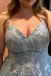 Dusty Blue Lace Tulle Ball Gown Romantic Elegant Plus Size Prom Dress, PD01219