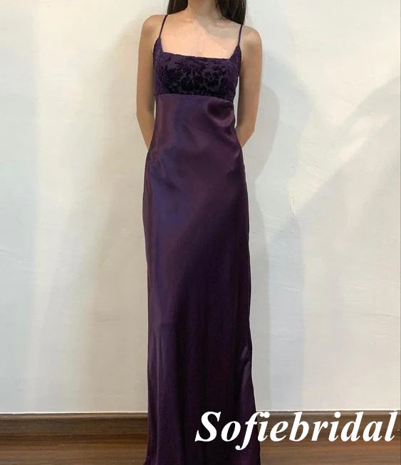 Sexy Soft Satin Spaghetti Straps Sleeveless Mermaid Floor Length Prom Dress, PD01103