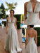Sexy Steel- Grey Halter Ruched Waist A-Line Flowy Formal Gown | Prom & Gala Dress, PD01230