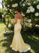 Bright Yellow Satin Strapless Corset Mermaid Formal Gown | Prom & Party Dress, PD01232
