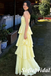 Butter Yellow Chiffon Strapless Ruffle Tiered Maxi Dress – Flowy Bridesmaid & Graduation Gown, PD01253
