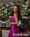 Magenta Purple Strapless Satin Gown with Gathered Skirt Glamorous Evening Party Dress, PD01252