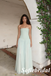 Mint Green Strapless Tulle Maxi Dress with Slit – Boho Bridesmaid & Prom Gown, PD01254