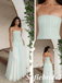 Mint Green Strapless Tulle Maxi Dress with Slit – Boho Bridesmaid & Prom Gown, PD01254