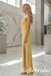 Shiny Sunflower Yellow Strapless Corset Prom Dress, Satin Beaded Mermaid Formal Gown, PD01261