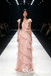 Blush Pink V Neck Ruffle Tiered Tulle Formal Gown Evening Party Dress, PD01277