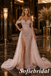 Blush Pink Off Shoulder Beaded Mermaid Prom Dress With Tulle Overskirt, PD01290