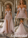 Blush Pink Off Shoulder Beaded Mermaid Prom Dress With Tulle Overskirt, PD01290
