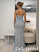 Light Blue Spaghetti Straps Sweetheart Lace Applique Mermaid Evening Gown, PD01291