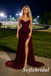 Sparkly Burgundy Glitter Corset Prom Dress Mermaid Formal Gown With Slit, PD1293