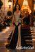 Black and Gold Beaded Halter Prom Dress Mermaid Evening Gown, PD1294