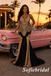 Black and Gold Beaded Halter Prom Dress Mermaid Evening Gown, PD1294