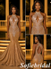 Gold Sparkly Beaded Halter Mermaid Prom Dress Cutout Back Formal Evening Gown, PD1299