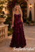 Luxury Burgundy Silk Satin Halter Backless Mermaid Prom Dress Rhinestone Detail 3D Flowers, PD1312