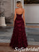 Luxury Burgundy Silk Satin Halter Backless Mermaid Prom Dress Rhinestone Detail 3D Flowers, PD1312