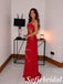 Elegant Red Satin Spaghetti Strap Evening Gown With Gold Sun Embroidery, PD1317