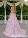 Sweet Light Pink Satin Strapless Ball Gown With Rhinestone Details, PD1318