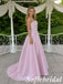 Sweet Light Pink Satin Strapless Ball Gown With Rhinestone Details, PD1318