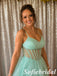 Sweet Mint Glitter Tulle Corset Spaghetti Strap Prom Ball Gown, PD1319