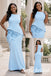Chic Crepe Sky Blue 3D Floral Sleeveless Peplum Column Gown, PD1321