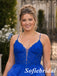 Glamorous Royal Blue Lace Spaghetti Strap Ruffled A-Line Tulle Ball Gown, PD1322