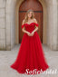 Glamorous Red Off Shoulder Sweetheart Lace Tulle A Line Prom Gown, PD1324