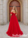 Glamorous Red Off Shoulder Sweetheart Lace Tulle A Line Prom Gown, PD1324