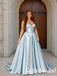 Princess Ice Blue Satin Sweetheart Corset Lace Up Back Ball Gown, PD1325