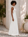 Chic White Halter Pleated Long Formal Evening Dress, PD1331