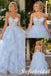 Dreamy Light Blue Tulle 3D Floral Spaghetti Strap Prom Dress, PD1330